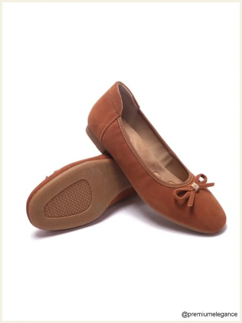 Women's Comfortable Round Toe Bow Ballet Flats - Faux Suede, Memory Foam,